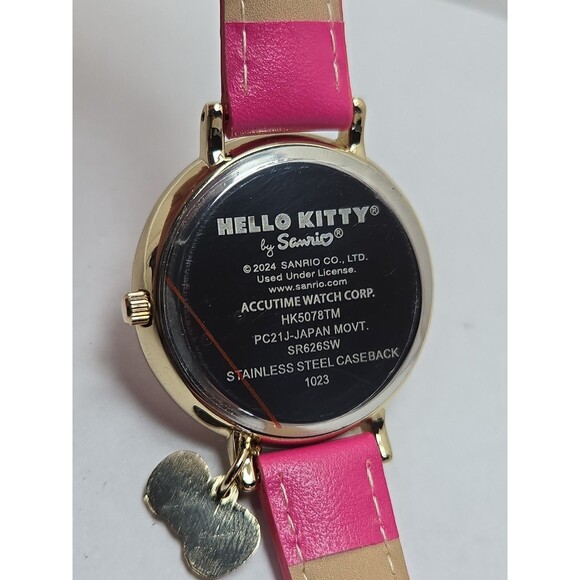 Hello Kitty Sanrio Accutime HK5078TM Pink Gold Bow Charm Watch New Battery W Box main image 9